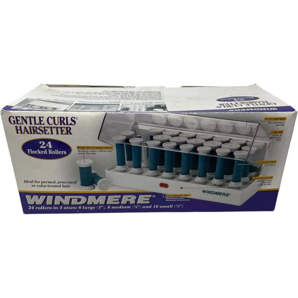Windmere Hairsetter Gentle Curls 24 Flocked Rollers Model FS-24/655 Retro Beauty